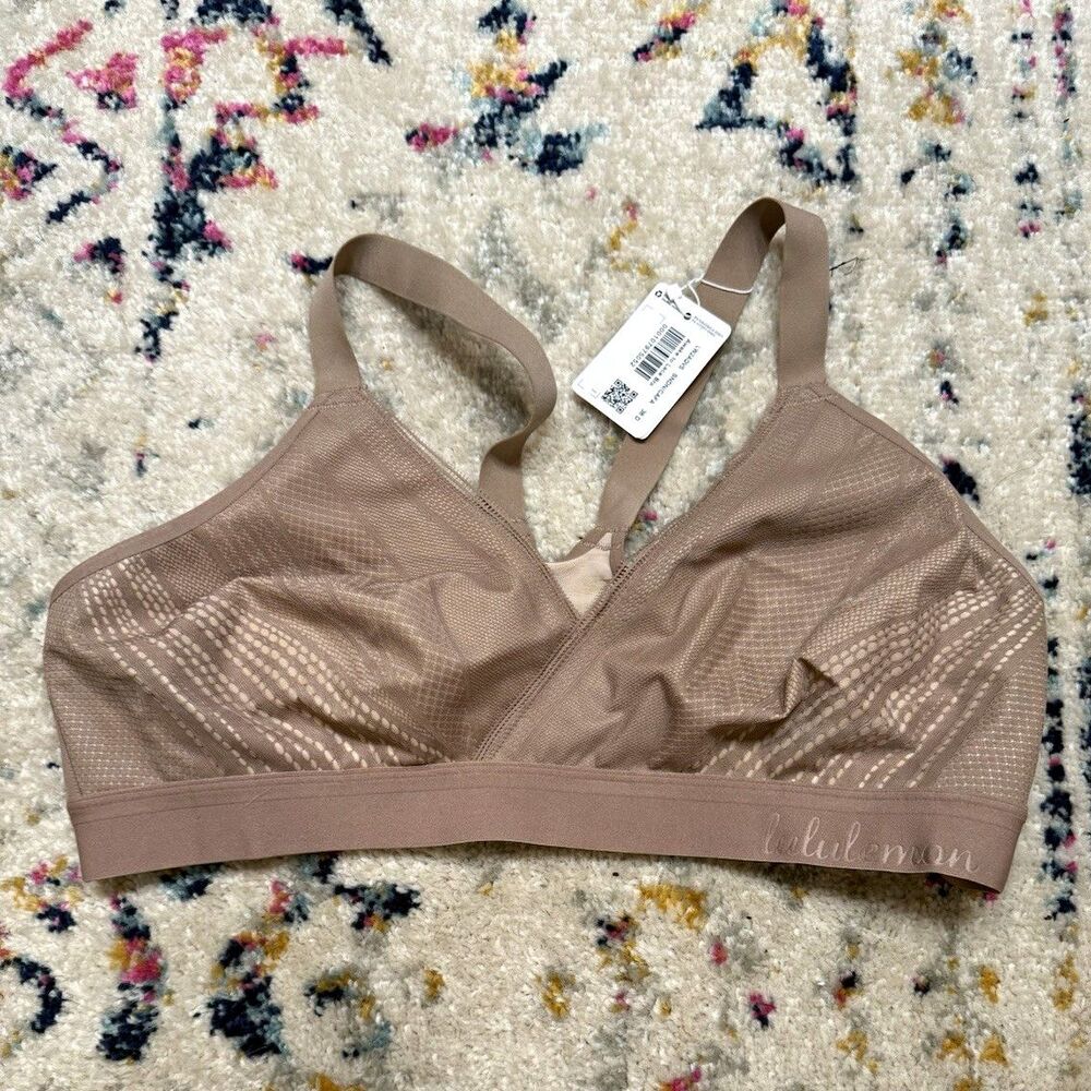 NWT Lululemon Awake to Lace Bralette Bra 38D Beige Wireless Mesh Pullover